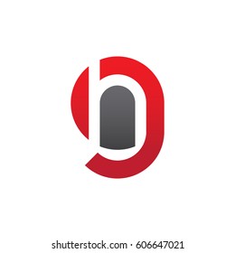 initial logo gh, hg, h inside g rounded letter negative space logo red gray