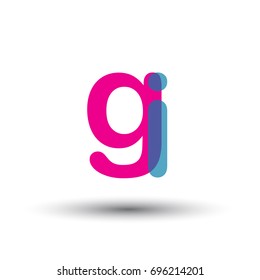 initial logo GI lowercase letter, blue and pink overlap transparent logo, modern and simple logo design.