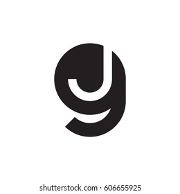 initial logo gj, jg, j inside g rounded letter negative space logo black