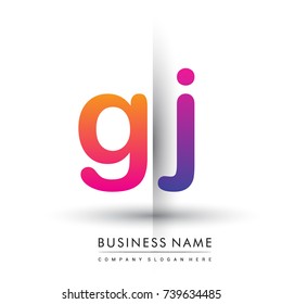 initial logo GJ lowercase letter, orange and magenta creative logotype concept, modern and simple logo design.