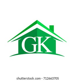 initial logo GK with house icon and green color, business logo and property developer.