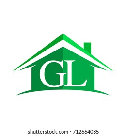 initial logo GL with house icon and green color, business logo and property developer.