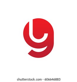 initial logo gl, lg, l inside g rounded letter negative space logo red