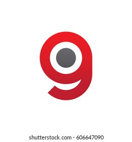 initial logo go, og, o inside g rounded letter negative space logo red gray