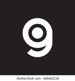 initial logo go, og, o inside g rounded letter negative space logo white black background