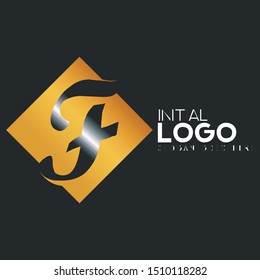 Initial logo gold diamond F letter 