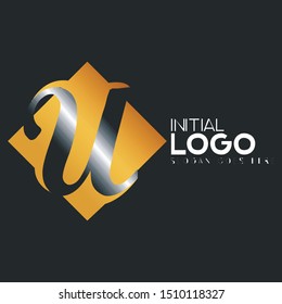 Initial logo gold diamond U letter 