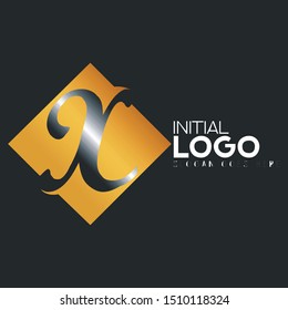 Initial logo gold diamond X letter 