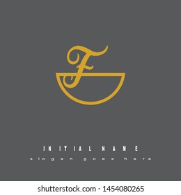 Initial logo gold half circle alphabet F