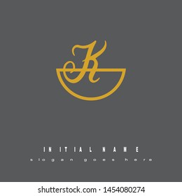 Initial logo gold half circle alphabet K