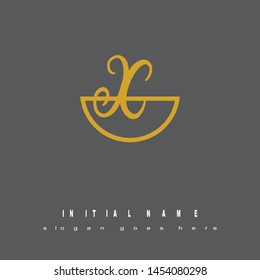 Initial logo gold half circle alphabet X