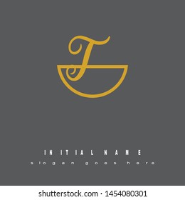 Initial logo gold half circle alphabet T