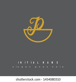 Initial logo gold half circle alphabet P