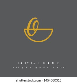 Initial logo gold half circle alphabet O
