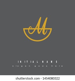 Initial logo gold half circle alphabet M