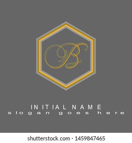 Initial logo gold handwriting alphabet B