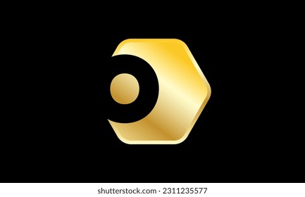 Erstmaliges Logo Gold Hexagon Modern Black
