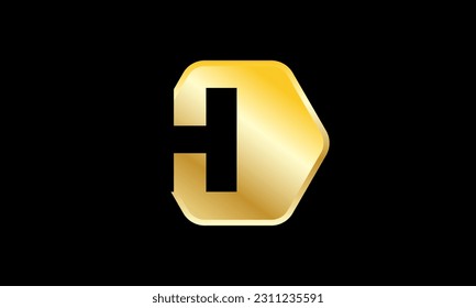 Logotipo inicial Hexágono de oro Negro moderno