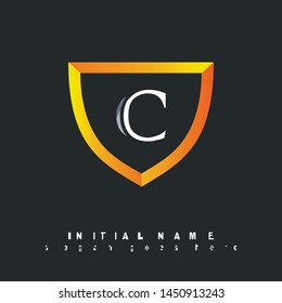 Initial logo gold shield alphabet C