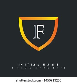 Initial logo gold shield alphabet F