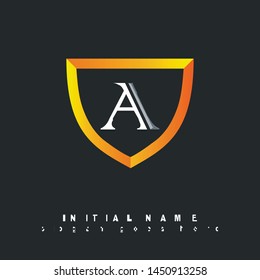 Initial logo gold shield alphabet A