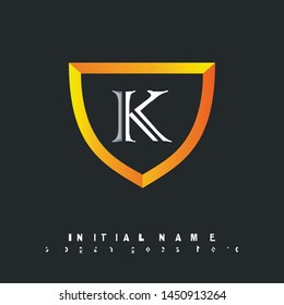 Initial logo gold shield alphabet K