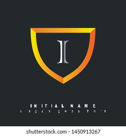 Initial logo gold shield alphabet I