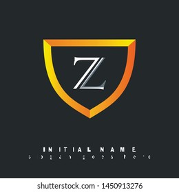 Initial logo gold shield alphabet Z