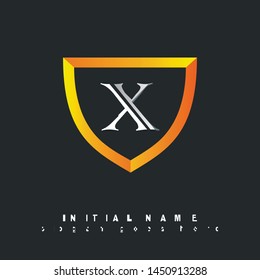 Initial logo gold shield alphabet X