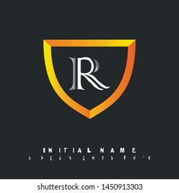 Initial logo gold shield alphabet R
