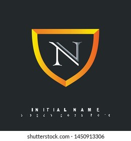 Initial logo gold shield alphabet N