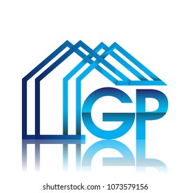 initial logo GP with house icon, business logo and property developer.