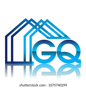 initial logo GQ with house icon, business logo and property developer.