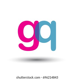 initial logo GQ lowercase letter, blue and pink overlap transparent logo, modern and simple logo design.