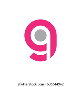 initial logo gq, qg, q inside g rounded letter negative space logo pink gray