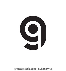 initial logo gq, qg, q inside g rounded letter negative space logo black