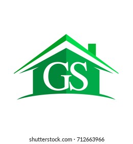 initial logo GS with house icon and green color, business logo and property developer.