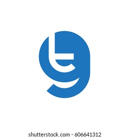 initial logo gt, tg, t inside g rounded letter negative space logo blue