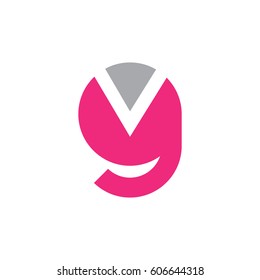 initial logo gv, vg, v inside g rounded letter negative space logo pink gray