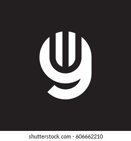 initial logo gw, wg, w inside g rounded letter negative space logo white black background