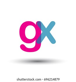 initial logo GX lowercase letter, blue and pink overlap transparent logo, modern and simple logo design.