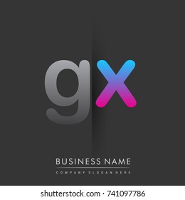 initial logo GX lowercase letter colored grey and blue, pink, creative logotype concept, modern and simple logo design, logo design concept for business and corporate identity.