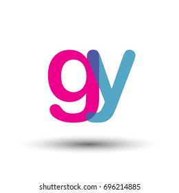 initial logo GY lowercase letter, blue and pink overlap transparent logo, modern and simple logo design.