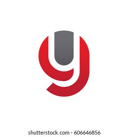 initial logo gy, yg, y inside g rounded letter negative space logo red gray