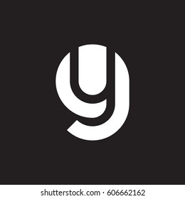 initial logo gy, yg, y inside g rounded letter negative space logo white black background