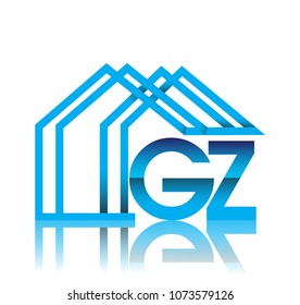 initial logo GZ with house icon, business logo and property developer.