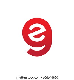 initial logo gz, zg, z inside g rounded letter negative space logo red