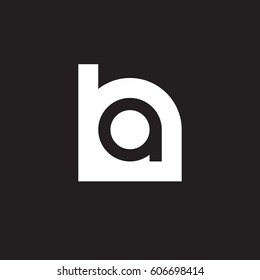 initial logo ha, ah, a inside h rounded letter negative space logo white black background