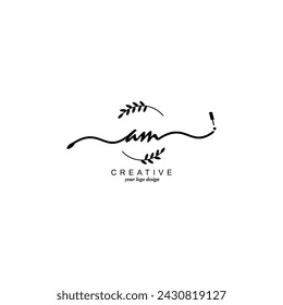 Initial AM logo handwriting botanical branding typography