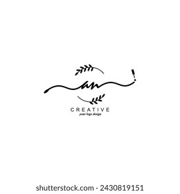 Initial AN logo handwriting botanical branding typography